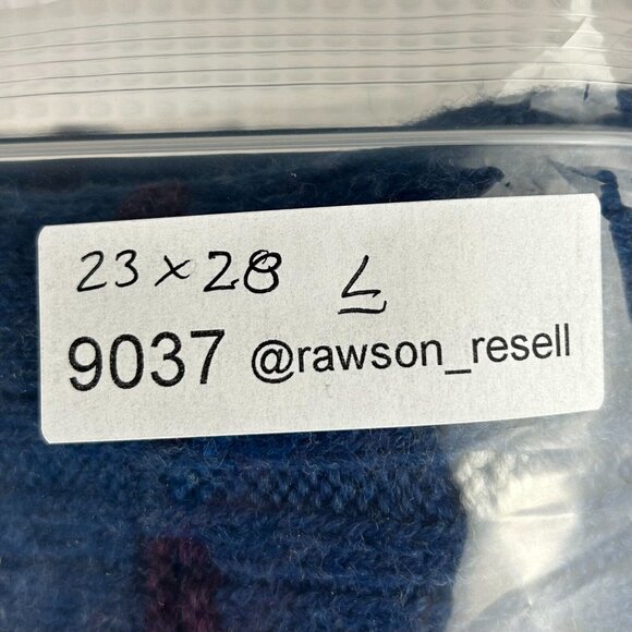 Reed St James Blue Knit Sweater Large Grandpa 90s USA Striped Pattern Chunky - Picture 6 of 6